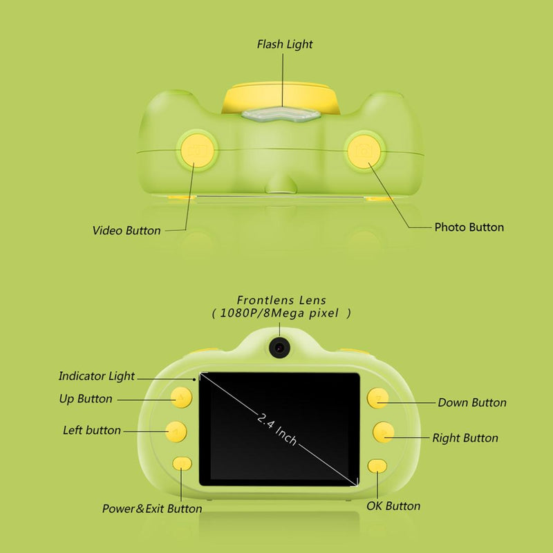 8Mp Dual-Lens Children Camera With 2.4 Screen Supports 32Gb Tf Card