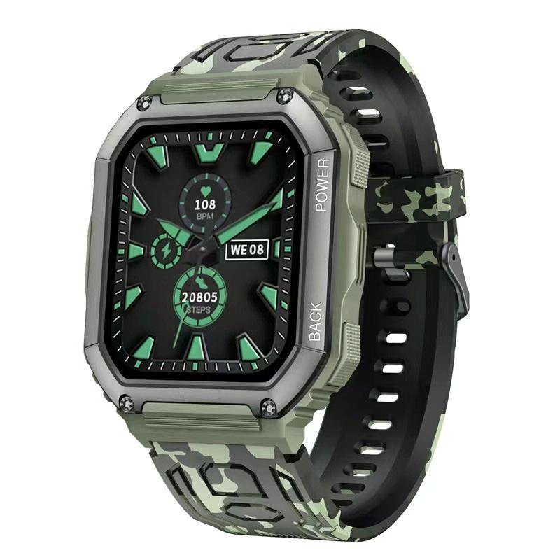 Waterproof Pedometer Sport Smart Watch Support Heart Rate / Blood Pressure Monitoring / Bt Calling - Green