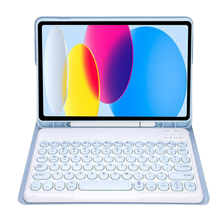 2022 Ipad 10.9 Bluetooth Keyboard Leather Case With Pen Slot - Lambskin Texture - Green