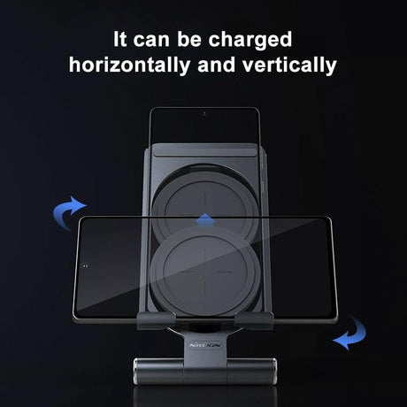 15W Foldable Wireless Charger & Phone Holder - Dark Gray