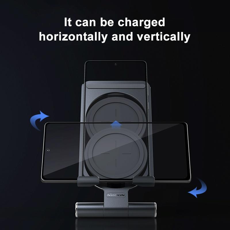 15W Foldable Wireless Charger & Phone Holder - Dark Gray
