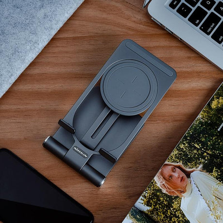 15W Foldable Wireless Charger & Phone Holder - Dark Gray