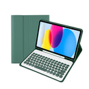 2022 Ipad 10.9 Bluetooth Keyboard Leather Case With Pen Slot - Lambskin Texture - Dark Green
