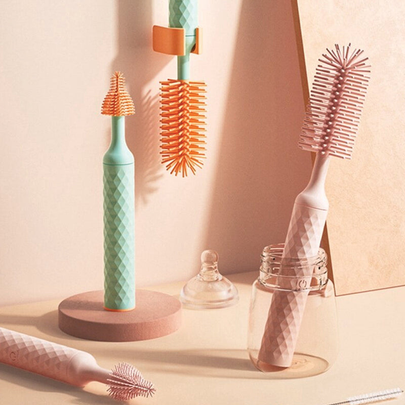 Vibe Geeks 3-in-1 Electric Silicone Cordless Bottle Brush Cleaner Usb Rechargeable - Pink