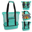 Vibe Geeks 2 in 1 Mesh Beach Tote Bag with Insulated Cooler - Green