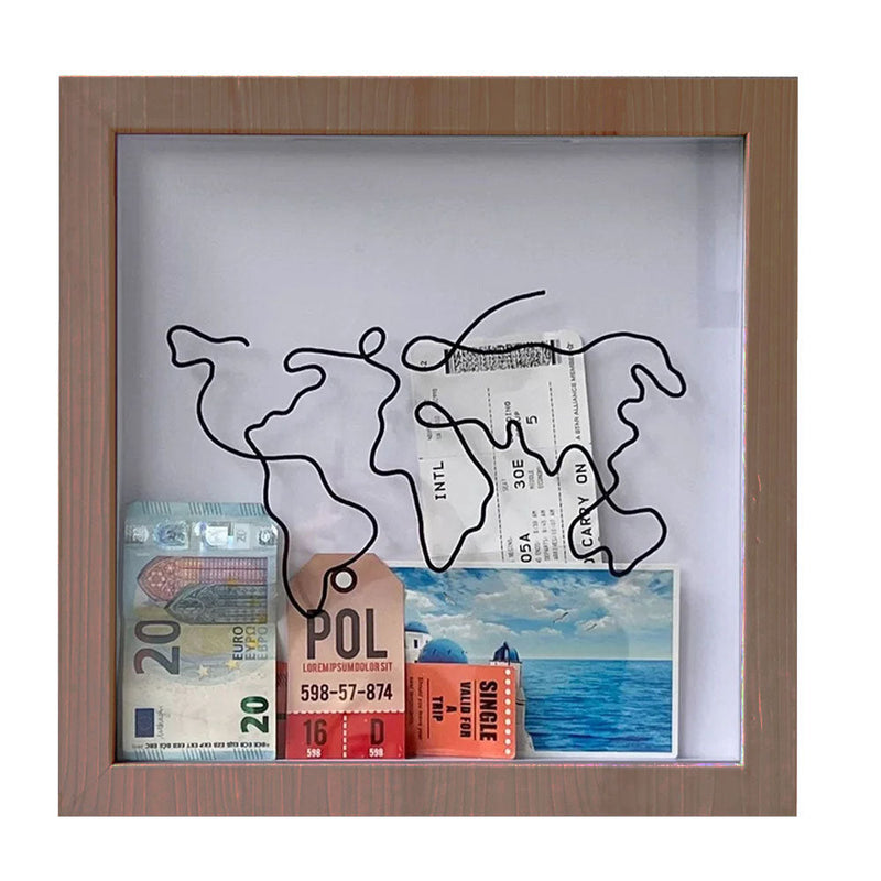 Adventure Archive Box Wood Frame Travel Tickets Keepsakes Storage Frame - Coffee - Small