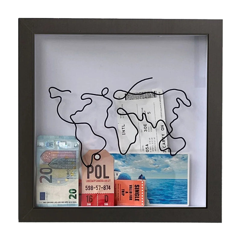 Adventure Archive Box Wood Frame Travel Tickets Keepsakes Storage Frame - Coffee - Small