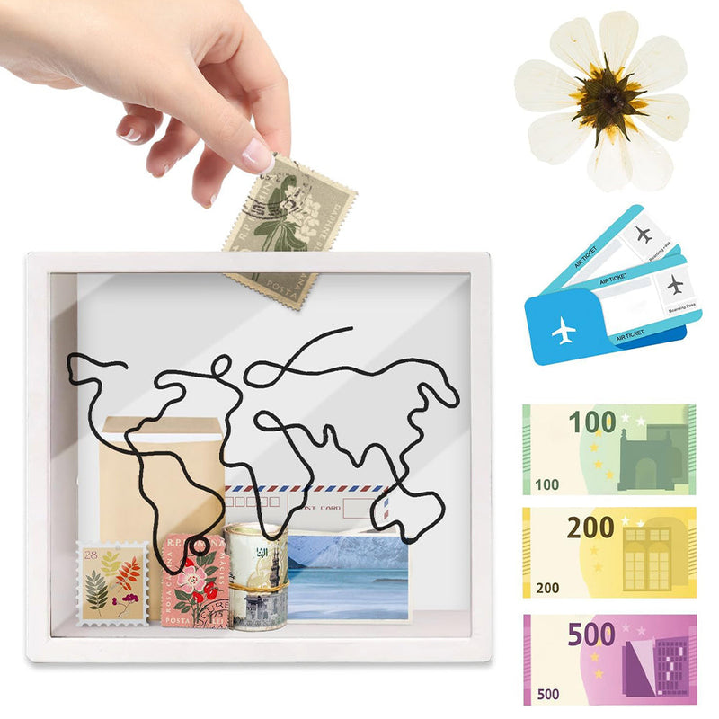 Adventure Archive Box Wood Frame Travel Tickets Keepsakes Storage Frame - Coffee - Small