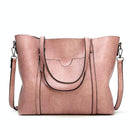 Stylish All-Match Leather Handbag - Wax Finish - Pink