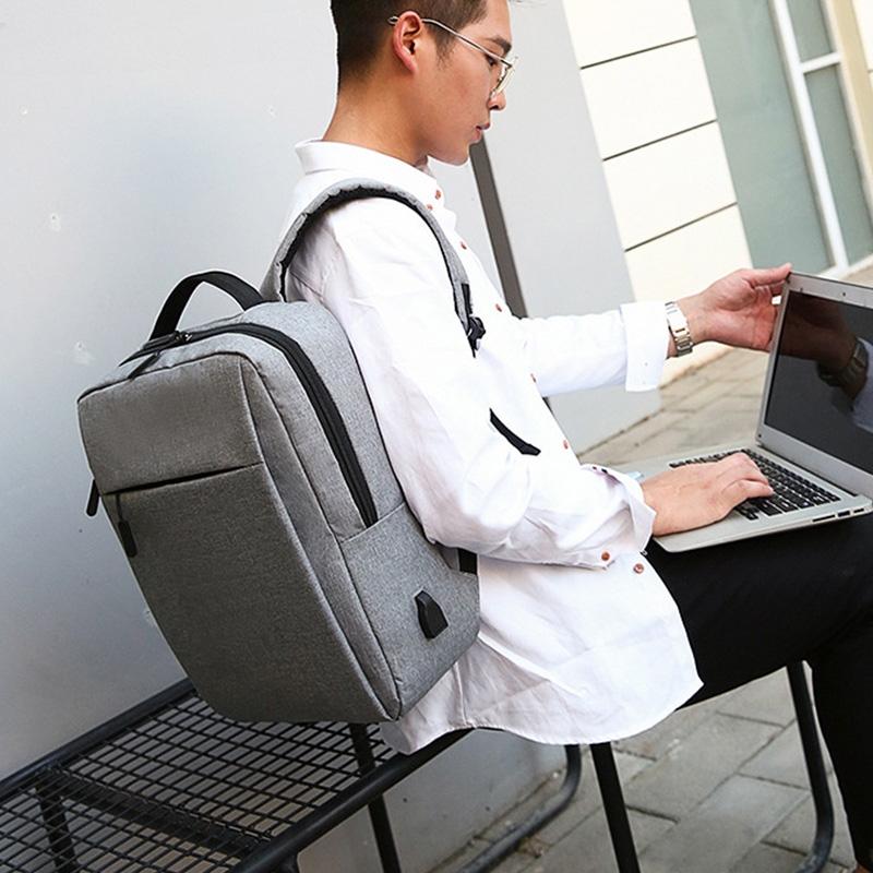 15.6 Laptop Backpack With Usb Charging - Waterproof Oxford Cloth Large Capacity - Grey