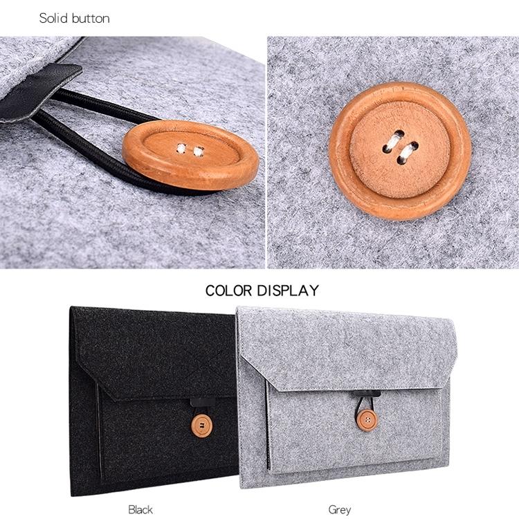 15.4 Inch Grey Felt Laptop Inner Bag with Multi-purpose Button