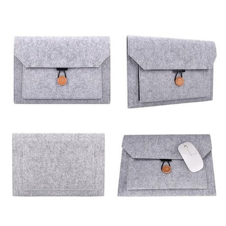 15.4 Inch Grey Felt Laptop Inner Bag with Multi-purpose Button