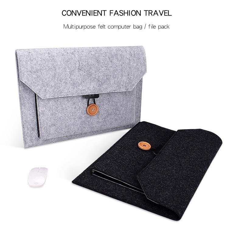 15.4 Inch Grey Felt Laptop Inner Bag with Multi-purpose Button