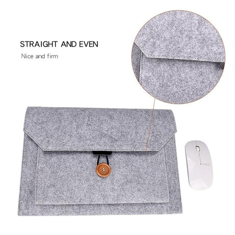 15.4 Inch Grey Felt Laptop Inner Bag with Multi-purpose Button