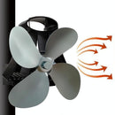 4-Blade Heat Powered Fireplace Stove Fan - Aluminum