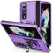 For Samsung Galaxy Z Fold4 5G Shockproof Case With Holder - Pc Tpu - Purple + Black