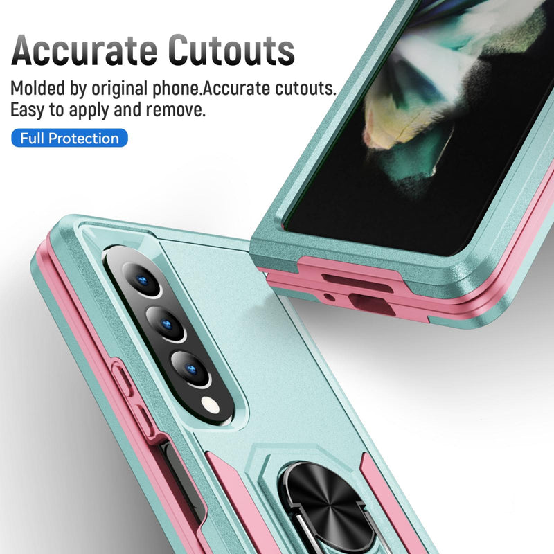 For Samsung Galaxy Z Fold4 5G Shockproof Case With Holder - Pc Tpu - Purple + Black