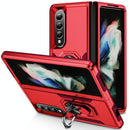 For Samsung Galaxy Z Fold4 5G Shockproof Case With Holder - Pc Tpu - Purple + Black