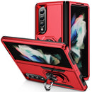 For Samsung Galaxy Z Fold4 5G Shockproof Case With Holder - Pc Tpu - Purple + Black