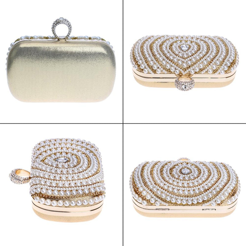 Stylish Pearl Handbag For Fashion Banquets And Parties - Gold