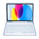 2022 Ipad 10.9 Bluetooth Keyboard Leather Case With Pen Slot - Lambskin Texture - Gold