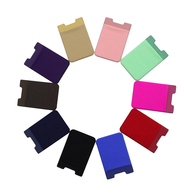 Lycra Phone Card Holder Stretch Back Sticker Wallet For Cards Bus Pass Bank Fits Most Phones - Dark Blue
