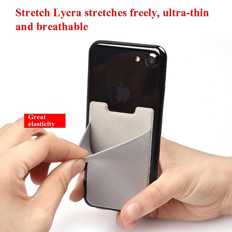 Lycra Phone Card Holder Stretch Back Sticker Wallet For Cards Bus Pass Bank Fits Most Phones - Dark Blue