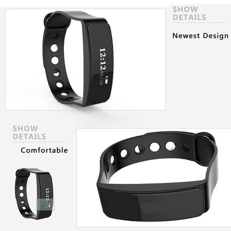 Waterproof Oled Bluetooth Smart Bracelet With Pedometer And Remote Capture For Android / Ios - Blue