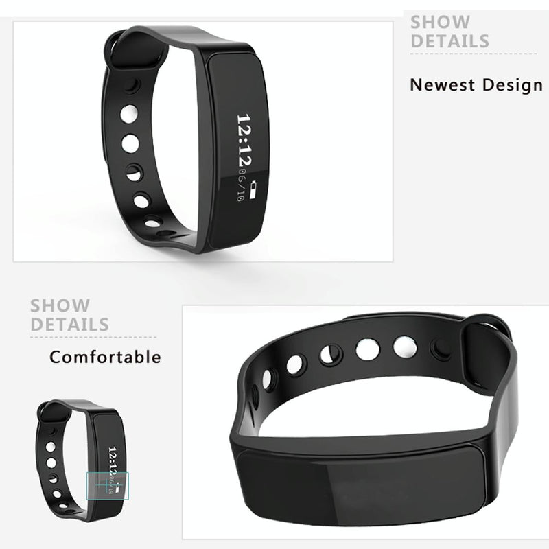 Waterproof Oled Bluetooth Smart Bracelet With Pedometer And Remote Capture For Android / Ios - Blue