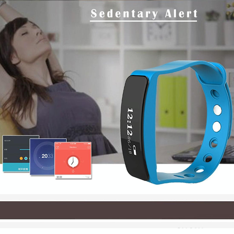 Waterproof Oled Bluetooth Smart Bracelet With Pedometer And Remote Capture For Android / Ios - Blue