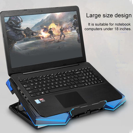 5-Core Dual Port Laptop Stand With Cooling Fan - Blue