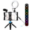 Vlogging Live Broadcast Smartphone Video Rig With 4.7 Inch Rgbw Ring Led Selfie Light Microphone And Pocket Tripod Mount Kit