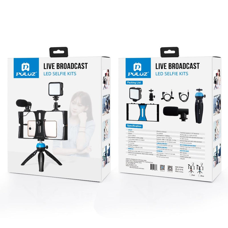 Vlogging Live Broadcast Kit With Led Fill Light Microphone Tripod Mount & Cold Shoe Head