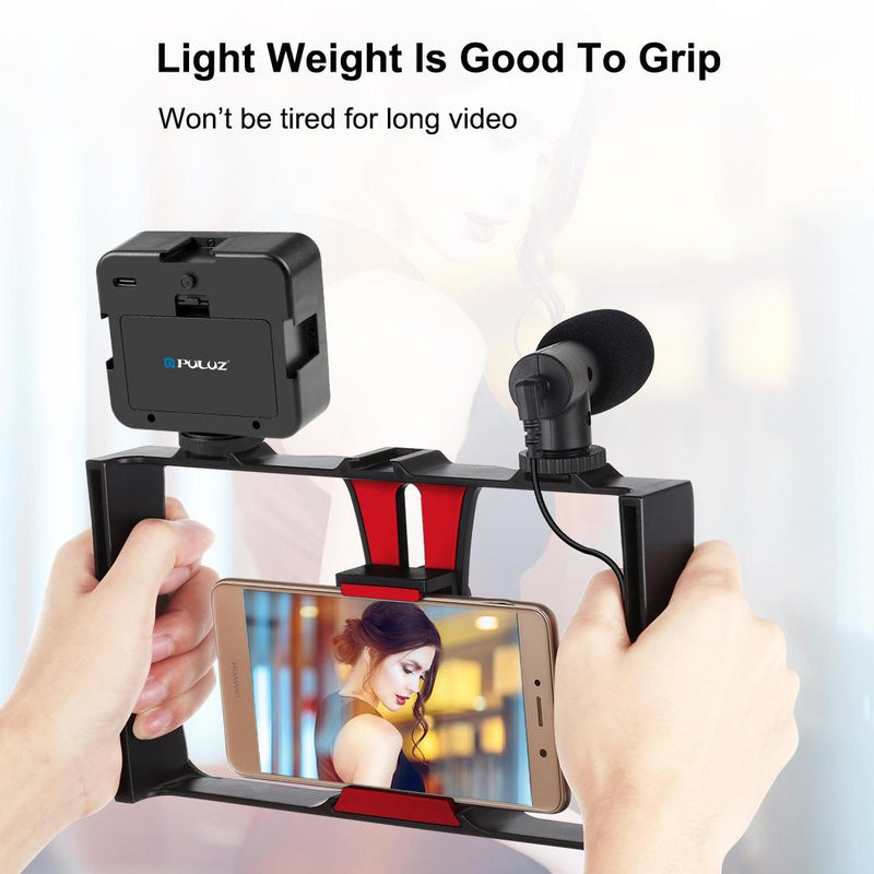 Vlogging Live Broadcast Kit With Led Fill Light Microphone Tripod Mount & Cold Shoe Head