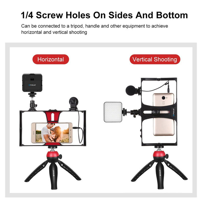 Vlogging Live Broadcast Kit With Led Fill Light Microphone Tripod Mount & Cold Shoe Head