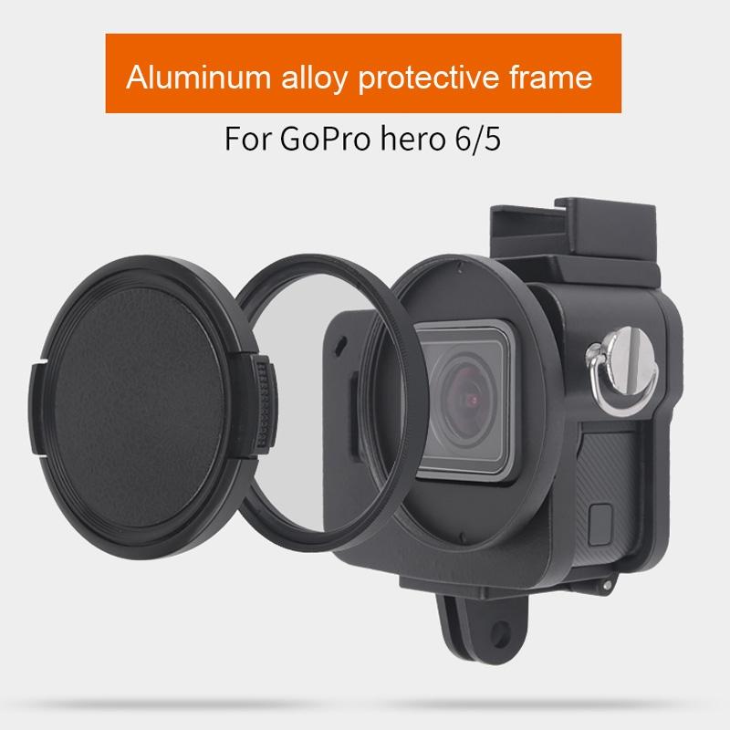 Aluminum Protective Cage With Insurance Frame And 52Mm Uv Lens For Gopro Hero7 / 6 / 5