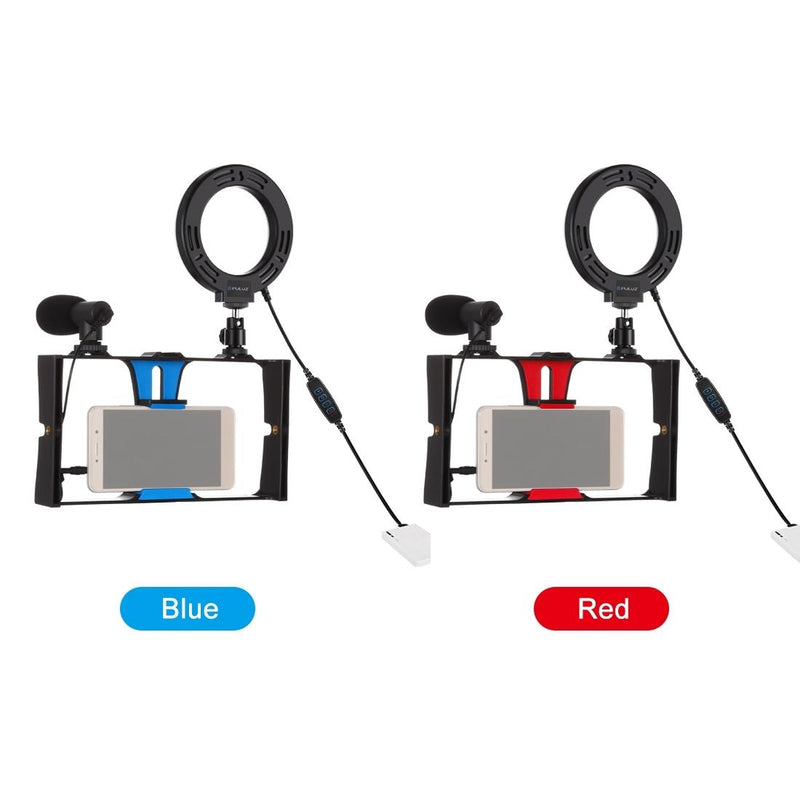 3-In-1 Vlogging Kit With Smartphone Rig Microphone And Led Ring Light