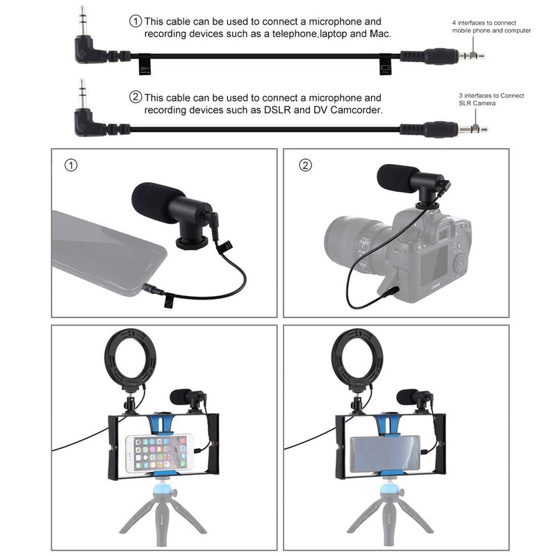 3-In-1 Vlogging Kit With Smartphone Rig Microphone And Led Ring Light