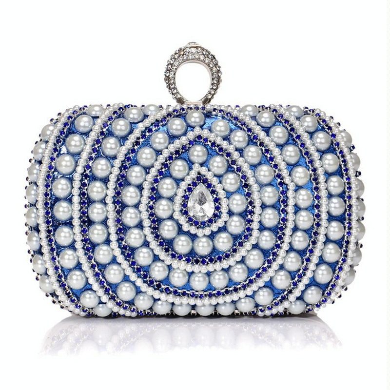 Stylish Pearl Handbag For Fashion Banquets And Parties - Blue