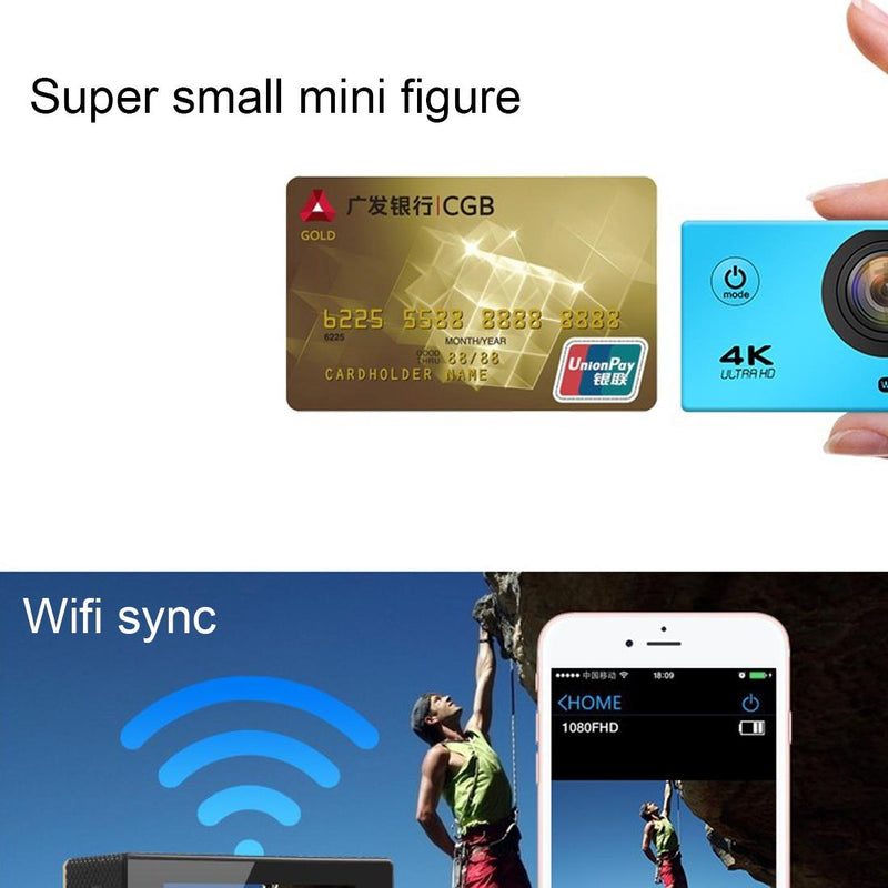 170 Degree Wide Angle Wifi Action Camera With Waterproof Case - Supports 64Gb Micro Sd