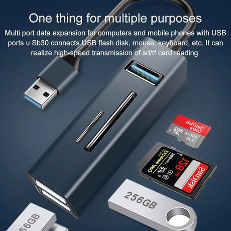 5-In-1 Usb3.0 Hub Adapter 3X Usb + Sd / Tf Reader - Blue