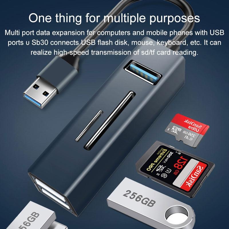5-In-1 Usb3.0 Hub Adapter 3X Usb + Sd / Tf Reader - Blue