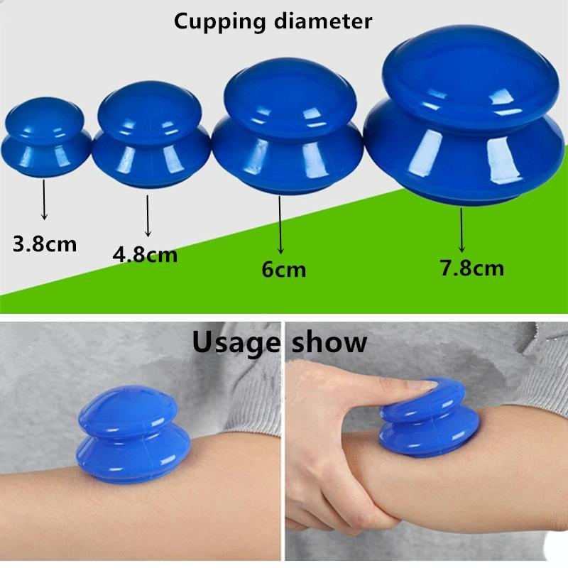 4-Piece Silicone Cupping Therapy Set For Body Massage - Blue