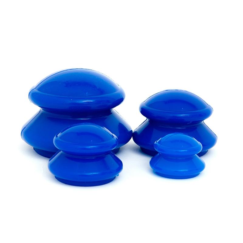 4-Piece Silicone Cupping Therapy Set For Body Massage - Blue