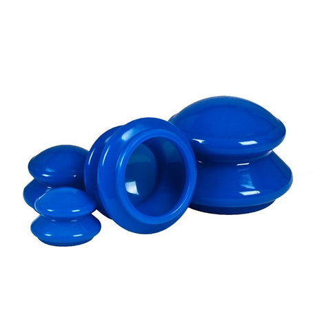 4-Piece Silicone Cupping Therapy Set For Body Massage - Blue