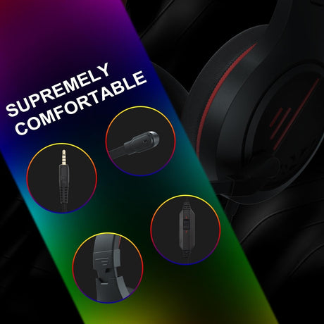 3.5Mm Noise-Canceling Gaming Headset With Retractable Mic - Black Blue