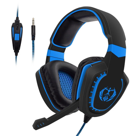 3.5Mm Noise-Canceling Gaming Headset With Retractable Mic 2M Cable - Black Blue