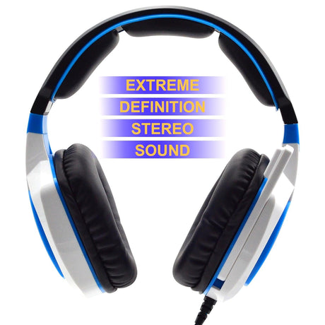 3.5Mm Noise-Canceling Gaming Headset With Retractable Mic 2M Cable - Black Blue