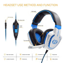 3.5Mm Noise-Canceling Gaming Headset With Retractable Mic 2M Cable - White Blue