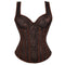 Adjustable Plus Size Steampunk Gothic Corset With G String S To 6Xl - Brown - Xxxl